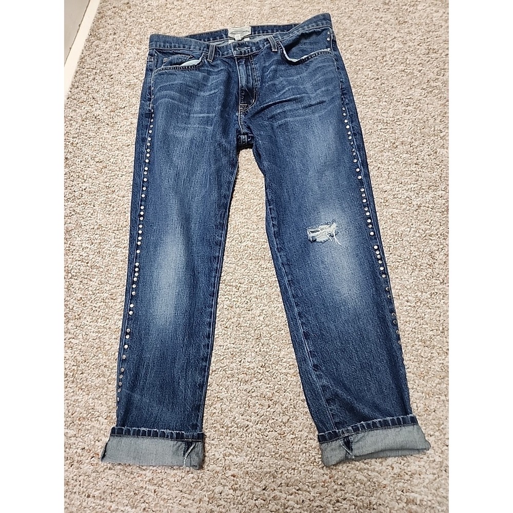 Current Elliot The Fling Jeans Whiskey Destroy With Studs Women's‎ 34x29 USA